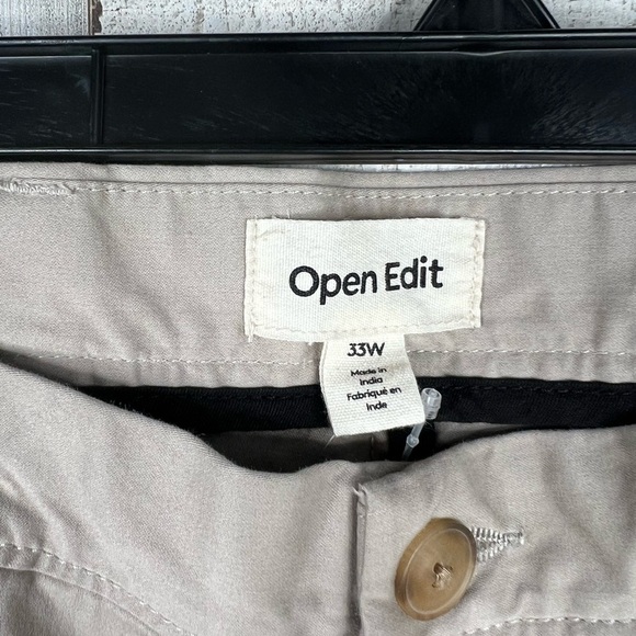 Open Edit Men's Chino Pants Size 33 Beige Casual Flat Front Straight Leg - Picture 9 of 13